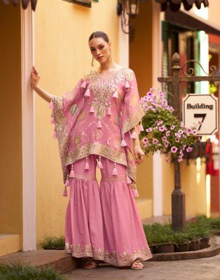 Sayuri Designer Magic Catalog Free Size Stitched Kaftan with Gharara Wholesale Product readymade suit catalogs