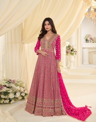 Sayuri Designer Maharani Collection Real Georgette Zarkan Work Gown readymade suit catalogs