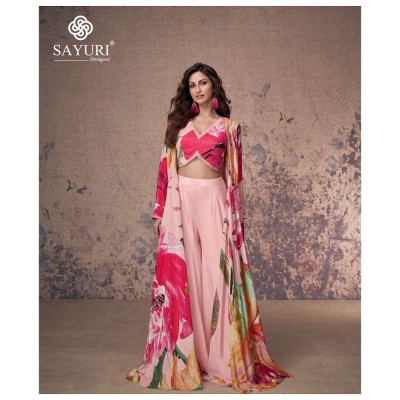 Sayuri Designer Masakali Pure French Crepe Silk Embroidered  Crop Top Readymade Collection Suits wholesale price  readymade suit catalogs