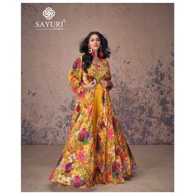 Sayuri Designer Masakali Pure French Crepe Silk Embroidered  Crop Top Readymade Collection Suits wholesale price  readymade suit catalogs