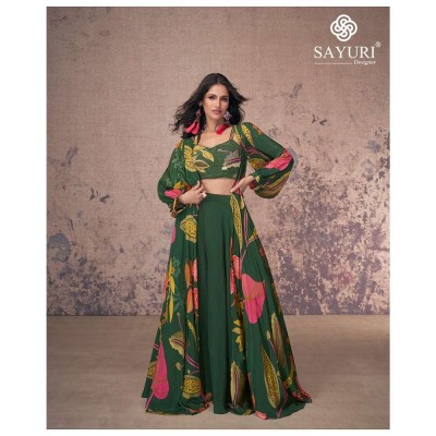 Sayuri Designer Masakali Pure French Crepe Silk Embroidered  Crop Top Readymade Collection Suits wholesale price  readymade suit catalogs