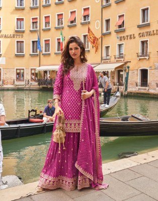 Sayuri Designer Meena Collection Real Premium Silk Digital Embroidered Kurta, Palazzo And Dupatta Wholesale kurtis catalogs