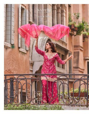 Sayuri Designer Meena Collection Real Premium Silk Digital Embroidered Kurta, Palazzo And Dupatta Wholesale kurtis catalogs