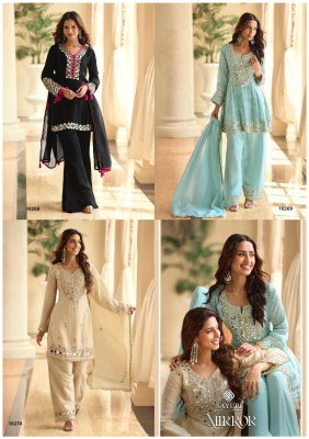 Sayuri Designer Mirror Original Hand Mirror Work Silk Suits readymade suit catalogs