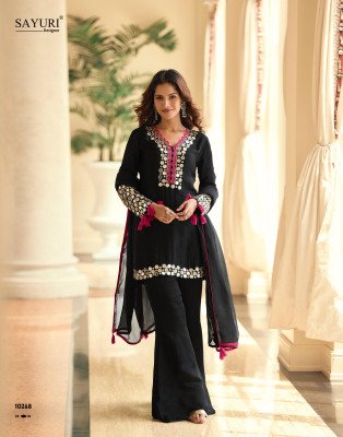 Sayuri Designer Mirror Original Hand Mirror Work Silk Suits readymade suit catalogs