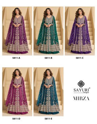 Sayuri Designer Mirza Premium Real Chinon Silk Embroidered Gown with Skirt And Dupatta Stitched Wholesale Product readymade suit catalogs