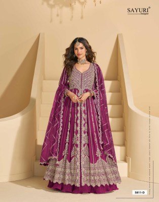 Sayuri Designer Mirza Premium Real Chinon Silk Embroidered Gown with Skirt And Dupatta Stitched Wholesale Product readymade suit catalogs
