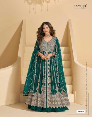 Sayuri Designer Mirza Premium Real Chinon Silk Embroidered Gown with Skirt And Dupatta Stitched Wholesale Product readymade suit catalogs