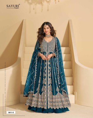 Sayuri Designer Mirza Premium Real Chinon Silk Embroidered Gown with Skirt And Dupatta Stitched Wholesale Product readymade suit catalogs