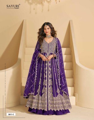 Sayuri Designer Mirza Premium Real Chinon Silk Embroidered Gown with Skirt And Dupatta Stitched Wholesale Product readymade suit catalogs