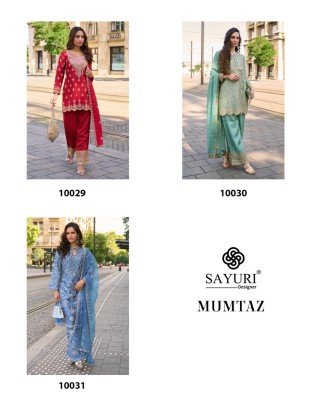 Sayuri Designer Mumtaz Premium Simar Silk Set Heavy Embroidered Top with Hand Embellished Mirror Work  Embroidered Palazzo And Silk Organza Dupatta  kurtis catalogs