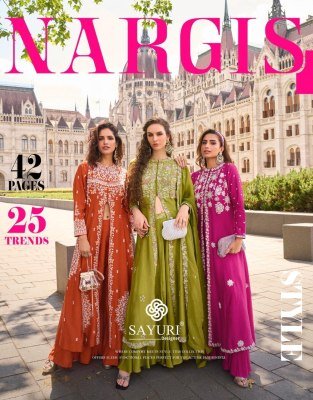 Sayuri Designer Nargis Premium Silk And Organza Embroidered Frontcut Top with Palazzo And Dupatta  Wholesale Sayuri designer 