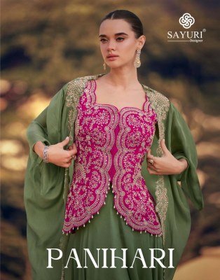 Sayuri Designer Panihari Set Premium Real Chinon Silk And Organza Silk  Heavy Embroidered Long Silk Blouse with Hand Embellished Work And Organza Silk kurtis catalogs