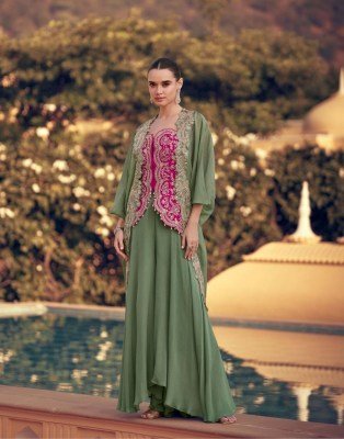Sayuri Designer Panihari Set Premium Real Chinon Silk And Organza Silk  Heavy Embroidered Long Silk Blouse with Hand Embellished Work And Organza Silk kurtis catalogs