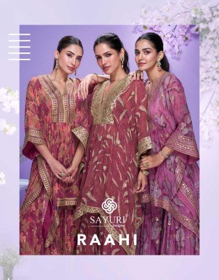 Sayuri Designer Raahi New Arrival Premium Georgette Digital Kaftan with Full Embroidery and Gota Accents  Paired with Gharara Wholesale kurtis catalogs