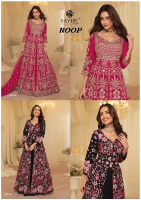 Sayuri Designer Roop Premium Georgette Embroidered Top And Skirt readymade suit catalogs