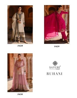 Sayuri Designer Ruhani Design no 5428. 5429 and 5430 Party  Wear Georgette Readymade Suits  Collection   readymade suit catalogs