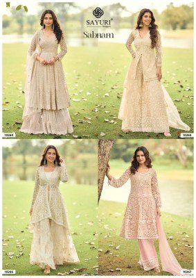 Sayuri Designer Sabnam Collection Premium Net Beadwork Top And Plazzo Set readymade suit catalogs