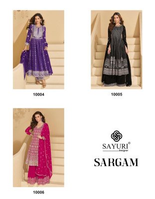 Sayuri Designer Sargam 3Pc Set Premium Georgette Embroidered Kurti Plazzo And Dupatta Stitched Free Size Ethnic Wear Wholesale kurtis catalogs