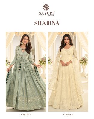 Sayuri Designer Shabina Real Georgette Lucknowi Chikankari Gown readymade suit catalogs