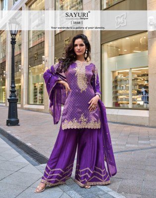 Sayuri Designer Swati Pure Viscos Simar Jacquard Silk Embroidered Kurti Set with Plazzo Sharara And Dupatta Wholsale kurti pant with dupatta Catalogs