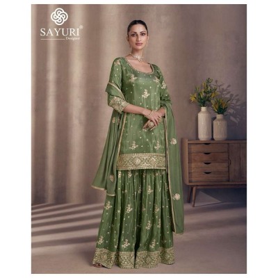Sayuri Designer Tiara Design No 5439 To 5442 Silk Georgette Fancy Sharara Suits catalogue wholesaler   readymade suit catalogs