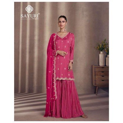 Sayuri Designer Tiara Design No 5439 To 5442 Silk Georgette Fancy Sharara Suits catalogue wholesaler   readymade suit catalogs