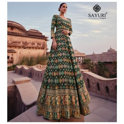 Sayuri Designer by Advira real georgette free size stitched gown catalogue at wholesale price  readymade suit catalogs