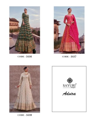 Sayuri Designer by Advira real georgette free size stitched gown catalogue at wholesale price  readymade suit catalogs