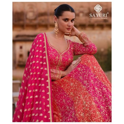 Sayuri Designer by Advira real georgette free size stitched gown catalogue at wholesale price  readymade suit catalogs