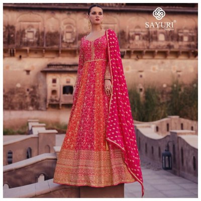 Sayuri Designer by Advira real georgette free size stitched gown catalogue at wholesale price  readymade suit catalogs