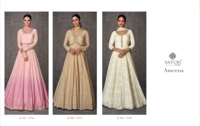 Sayuri Designer present Ameena real georgette with embroidered gown catalogue at wholesale rate gown catalogs