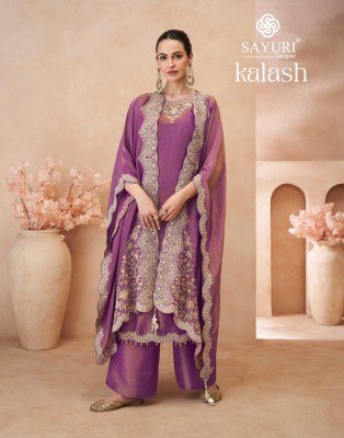 Sayuri Kalas Vol 1 Premium Real Simar Silk 3 Piece Set Embroidered Festive Suit with Jacket Dupatta And Plazzo Wholesale readymade suit catalogs