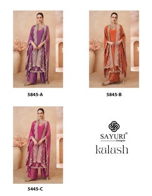 Sayuri Kalas Vol 1 Premium Real Simar Silk 3 Piece Set Embroidered Festive Suit with Jacket Dupatta And Plazzo Wholesale readymade suit catalogs