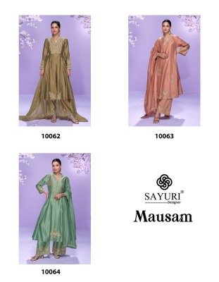 Sayuri Mausam Real Premium Roman Silk Embroidered Long Cut Top with Palazzo Pant And Organza Dupatta Wholesa kurtis catalogs