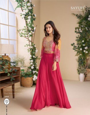 Sayuri Moon Luxe Real Chinon Silk Handwork Embroidered Palazzo Handworked Blouse Suit with Pure Chinon Silk Dupatta wholesale fancy sharara suit Catalogs
