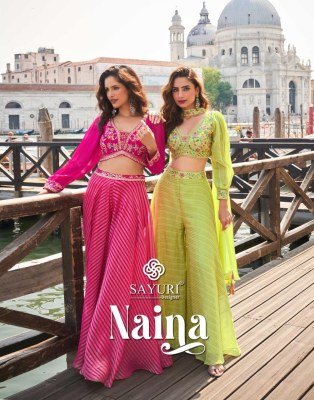 Sayuri Naina Premium Jacquard Silk Fabric Set     Latest Trend Stylish Embroidered Silk Blouse with Hand Embellished Details  Pure Viscose Plazzo And  Sayuri designer 