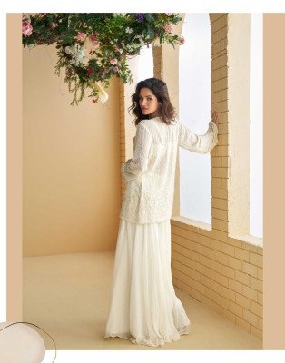 Sayuri Nitya Designer Premium Silk And Georgette Embroidered Jacket Set with Palazzo And Blouse Wholesale kurtis catalogs
