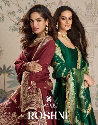 Sayuri Roshni Premium Silk Viscose Jacquard Gown with Embroidered Dupatta free size Wholesale Festive Wear readymade suit catalogs