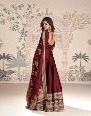 Sayuri Roshni Premium Silk Viscose Jacquard Gown with Embroidered Dupatta free size Wholesale Festive Wear readymade suit catalogs