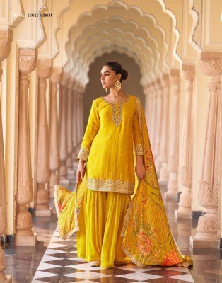 Sayuri Savera Premium Chinon Silk Sharara Set with Embroidery readymade suit catalogs