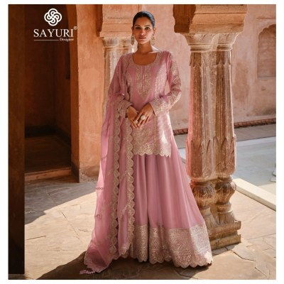 Sayuri designer by Ruhani real georgette premium silk readymade suit catalogue at affordable rate readymade suit catalogs