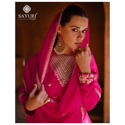 Sayuri designer by Ruhani real georgette premium silk readymade suit catalogue at affordable rate readymade suit catalogs