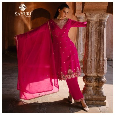 Sayuri designer by Ruhani real georgette premium silk readymade suit catalogue at affordable rate readymade suit catalogs