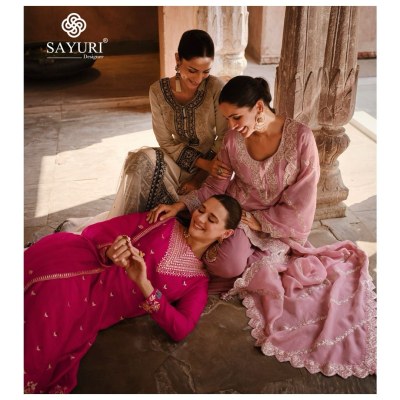 Sayuri designer by Ruhani real georgette premium silk readymade suit catalogue at affordable rate readymade suit catalogs