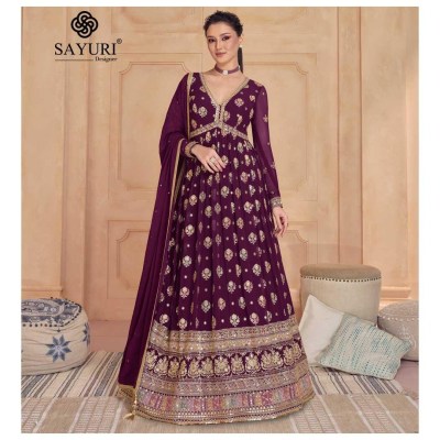 Sayuri designer by Sajdaa real georgette embroidered long fancy gown catalogue at affordable rate gown catalogs