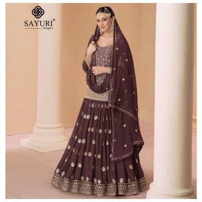 Sayuri designer by Sara present designer embroidered georgette lehenga choli catalogue readymade suit catalogs