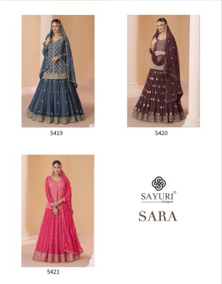 Sayuri designer by Sara present designer embroidered georgette lehenga choli catalogue readymade suit catalogs