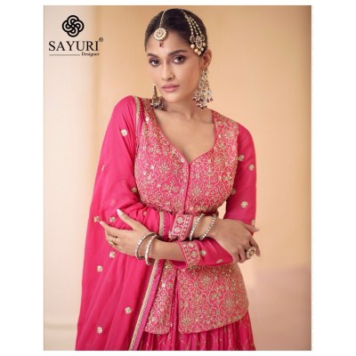 Sayuri designer by Sara present designer embroidered georgette lehenga choli catalogue readymade suit catalogs