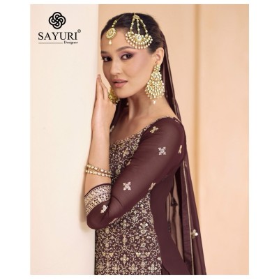 Sayuri designer by Sara present designer embroidered georgette lehenga choli catalogue readymade suit catalogs